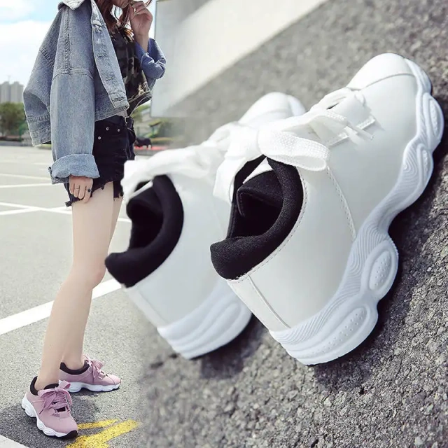 Fashion Mesh Breathable Thick Out Sole Women's Sports Casual Shoes Walking Style Light Casual Shoes Sneakers For Girl