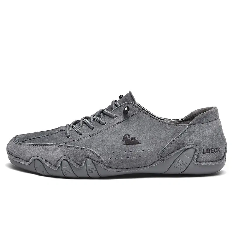 Popular casual oversized men's shoes with genuine leather, low top, anti slip rubber soles for men's business wear shoes
