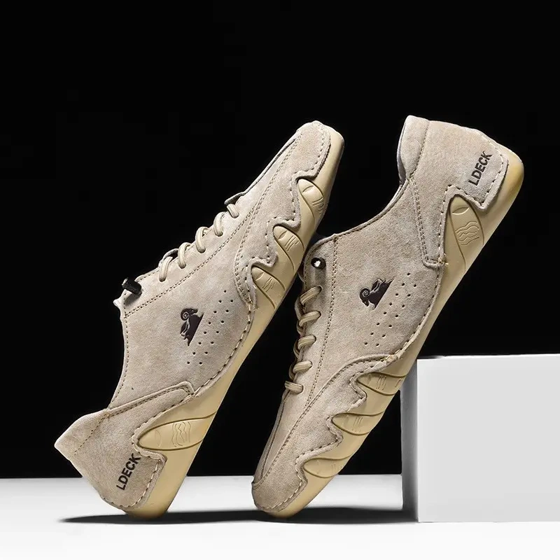 Popular casual oversized men's shoes with genuine leather, low top, anti slip rubber soles for men's business wear shoes