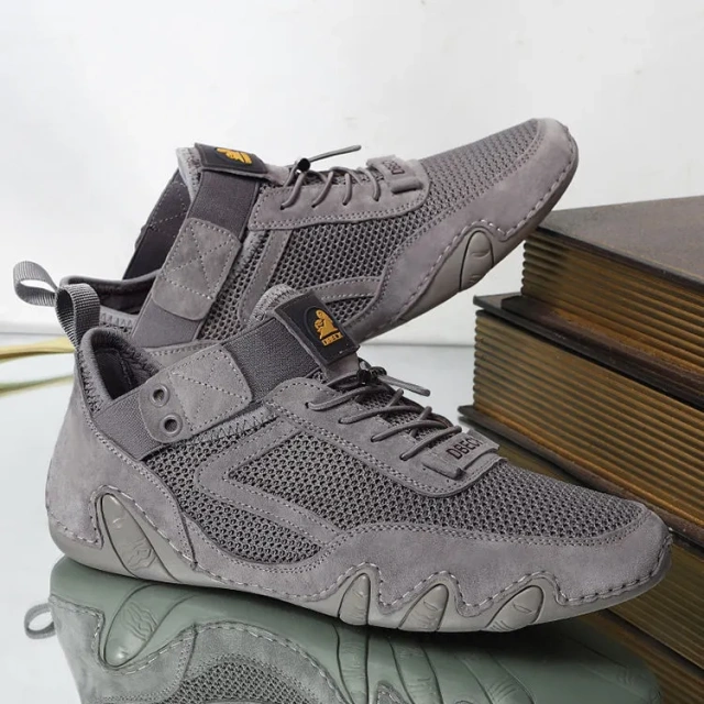 Genuine leather popular sports and leisure men's shoes all match soft lightweight breathable mesh casual shoes for men