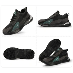 Wholesale men' s anti impact anti puncture steel toe safety shoes soft lightweight wear-resistant work safety shoes