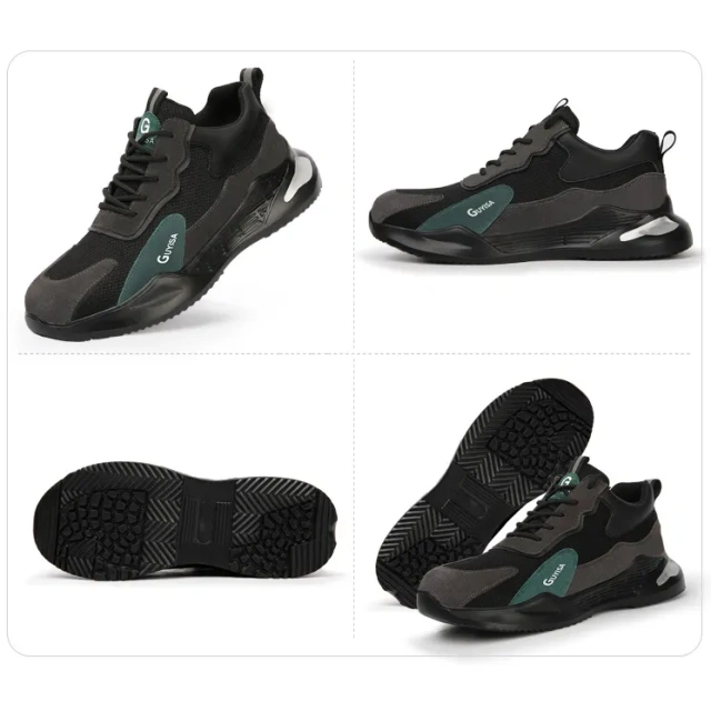 Wholesale men' s anti impact anti puncture steel toe safety shoes soft lightweight wear-resistant work safety shoes