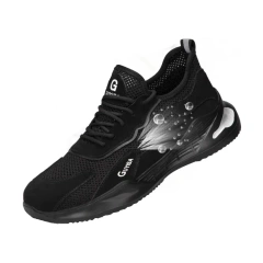 Wholesale men' s anti impact anti puncture steel toe safety shoes soft lightweight wear-resistant work safety shoes