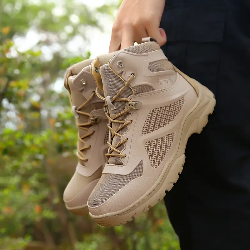 High-Quality Men's High Top Hiking Boots Soft And Comfortable Outdoor Shoes With Anti-Slip Outsole For Men