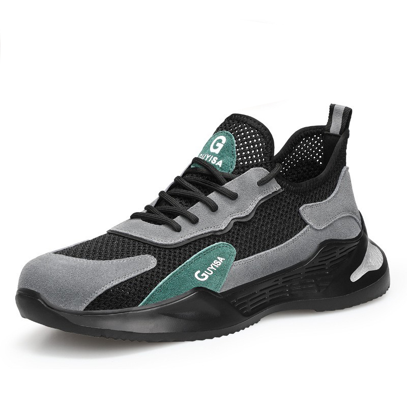 Wholesale men' s anti impact anti puncture steel toe safety shoes soft lightweight wear-resistant work safety shoes