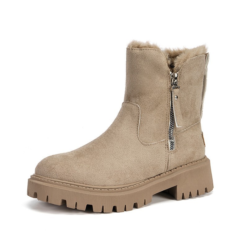 Fashion New Women's Winter Plush Anti-slip Snow Shoes Boots Custom Women's Warm Thick Outsole Snow Boots With Zipper