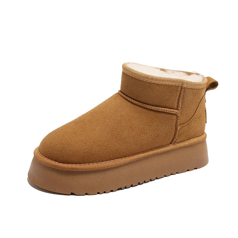 Hot Sale Trendy Thick Outsole Anti-slip Women's Snow Boots Fashion Winter Round Toe Flat Warm Girls Snow Boots