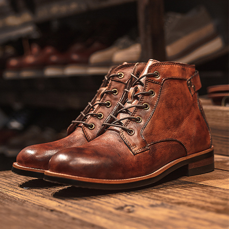 New style lace-up boots, comfortable, wear-resistant, non-slip leather, custom-made shoes for men