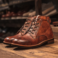 New style lace-up boots, comfortable, wear-resistant, non-slip leather, custom-made shoes for men