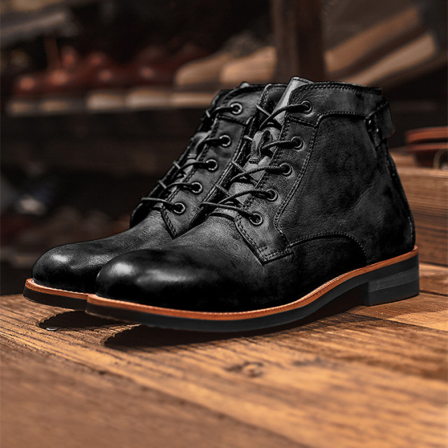 New style lace-up boots, comfortable, wear-resistant, non-slip leather, custom-made shoes for men