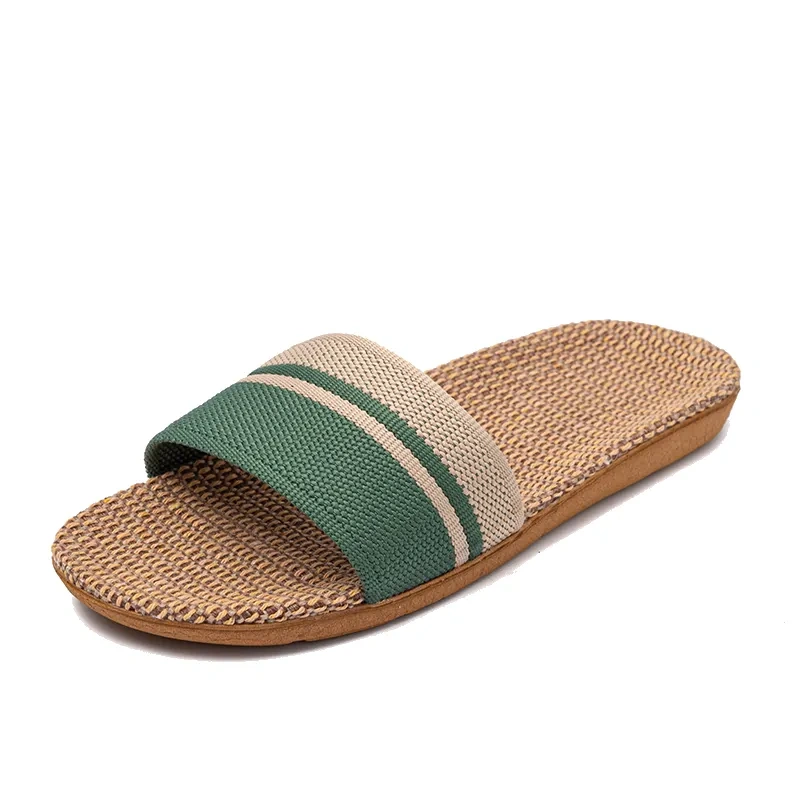 New Summer Home Minimal Design Linen Slippers For Women Anti-Slip Comfortable Women' s Indoor Linen Slippers
