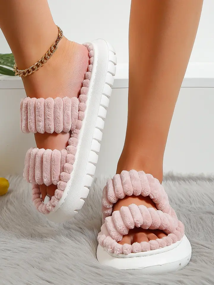 Women's Platform Open Toe House Solid Color Slippers Casual Women's Home Indoor Flat Comfortable Slipper