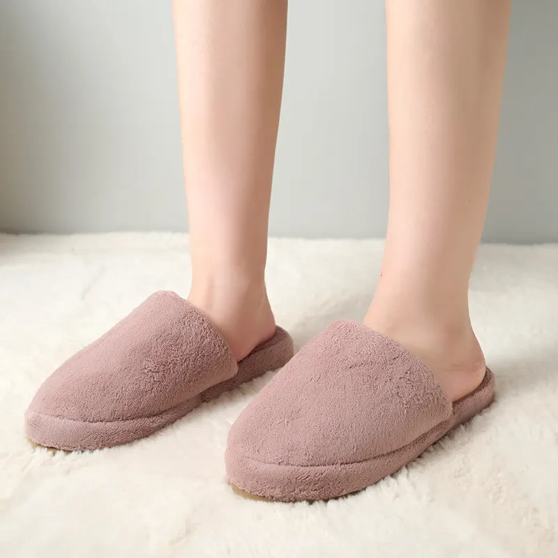 Winter Slippers Women's Home Couple Flat Warm Plush Shoes Home Slipper