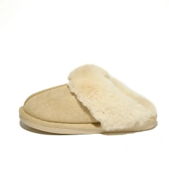 Popular Solid Color Home Warm Fur Plush Slippers For Women Comfortable Flat Lightweight Plush Slippers