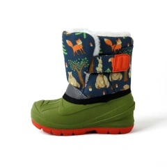 Light Weight Plush Warm Waterproof Winter Snow Kids Boots Unisex Cute Cartoon Forest Animals Dinosaur Kids Winter Shoes Boots