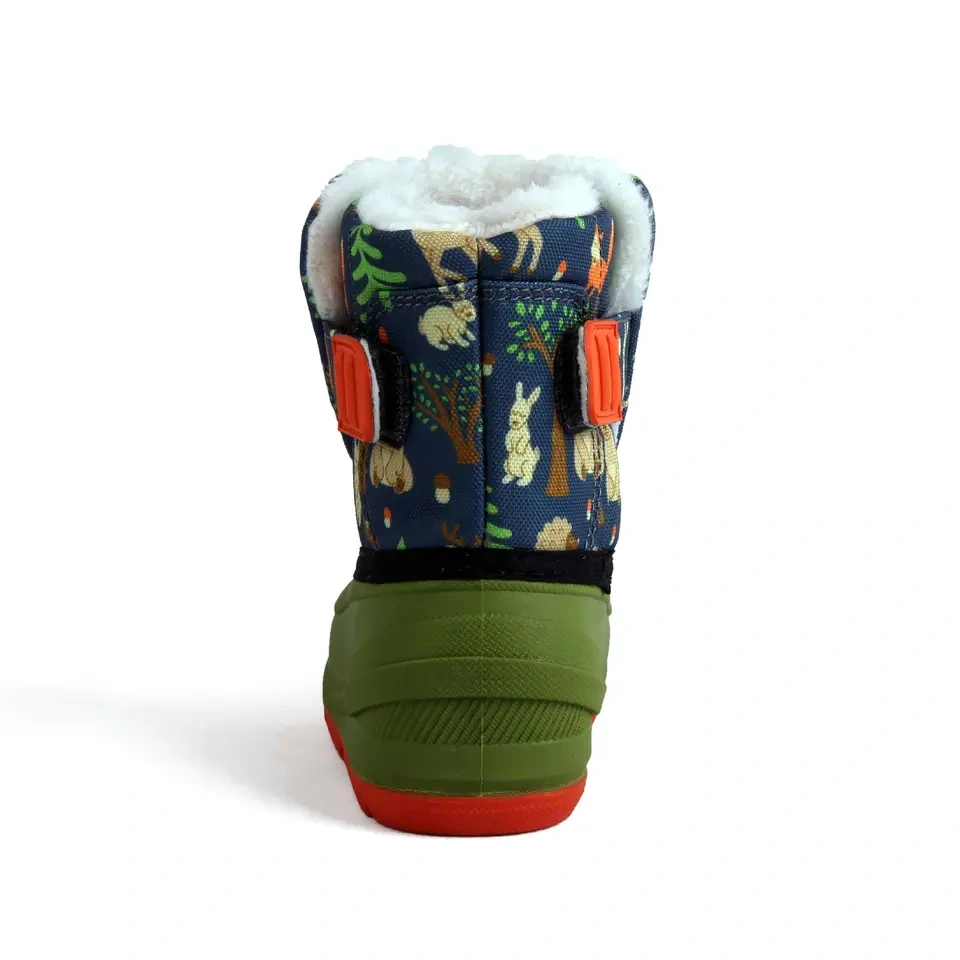 Light Weight Plush Warm Waterproof Winter Snow Kids Boots Unisex Cute Cartoon Forest Animals Dinosaur Kids Winter Shoes Boots