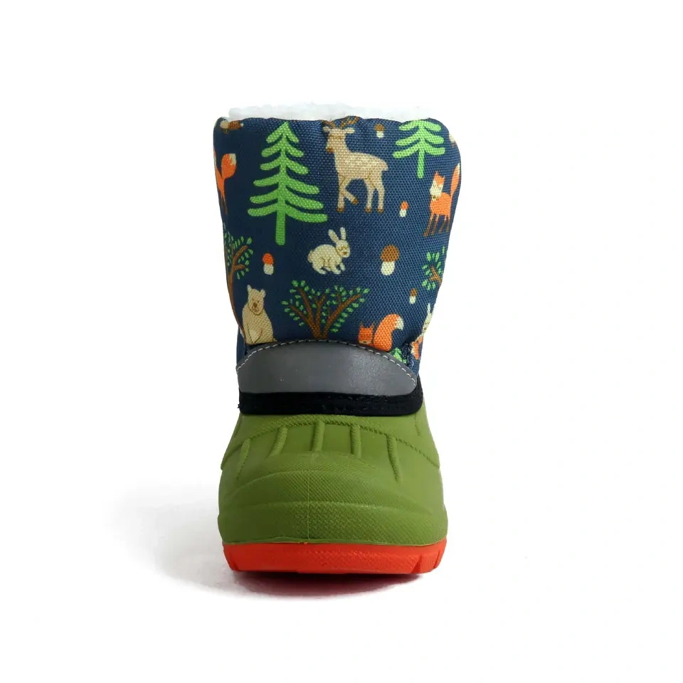 Light Weight Plush Warm Waterproof Winter Snow Kids Boots Unisex Cute Cartoon Forest Animals Dinosaur Kids Winter Shoes Boots