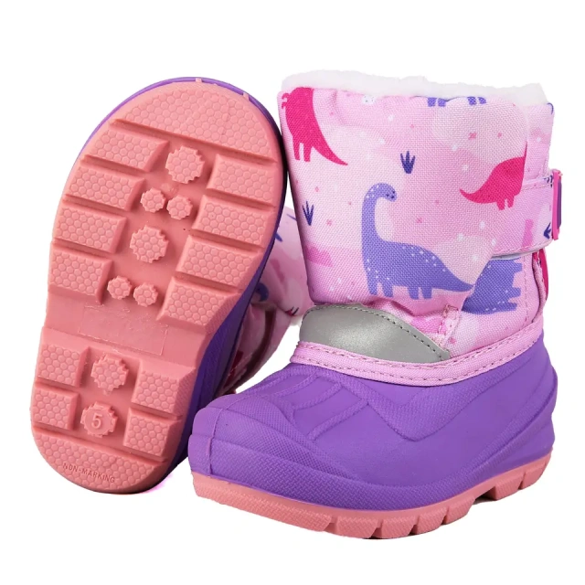 Light Weight Plush Warm Waterproof Winter Snow Kids Boots Unisex Cute Cartoon Forest Animals Dinosaur Kids Winter Shoes Boots