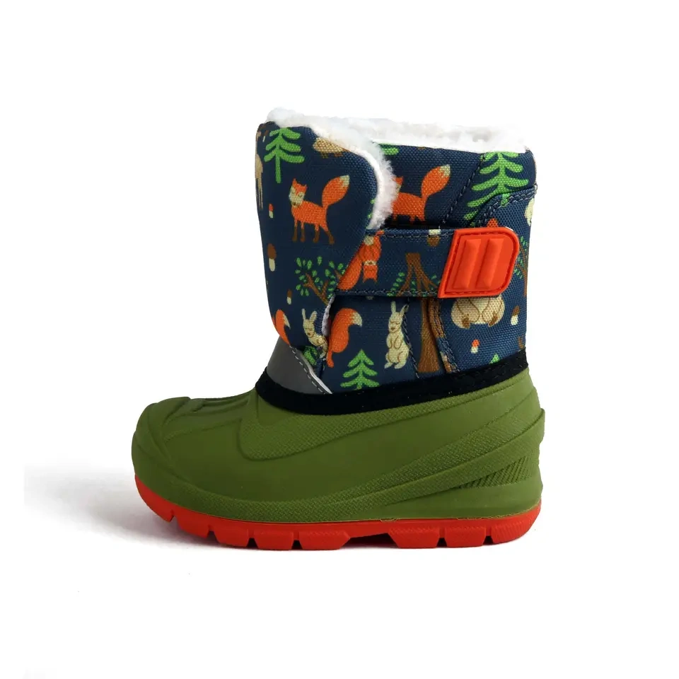 Light Weight Plush Warm Waterproof Winter Snow Kids Boots Unisex Cute Cartoon Forest Animals Dinosaur Kids Winter Shoes Boots