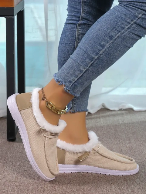 Wholesale Winter Women's Warm Canvas Low Top Snow Shoes Plush Lining And Anti-Slip Comfortable Snow Shoes For Women
