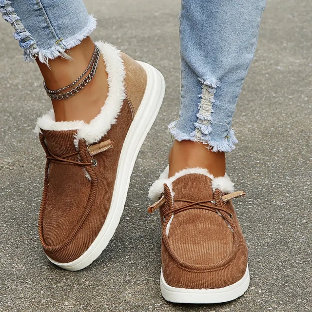 Wholesale Winter Women's Warm Canvas Low Top Snow Shoes Plush Lining And Anti-Slip Comfortable Snow Shoes For Women