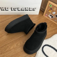 Hot Sale Trendy Thick Outsole Anti-slip Women's Snow Boots Fashion Winter Round Toe Flat Warm Girls Snow Boots