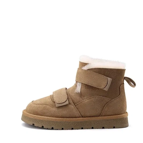 Wholesale Fashion Three Colors Thickening Plush Flat Snow Boots For Women New Trendy Winter Ladies Snow Boots