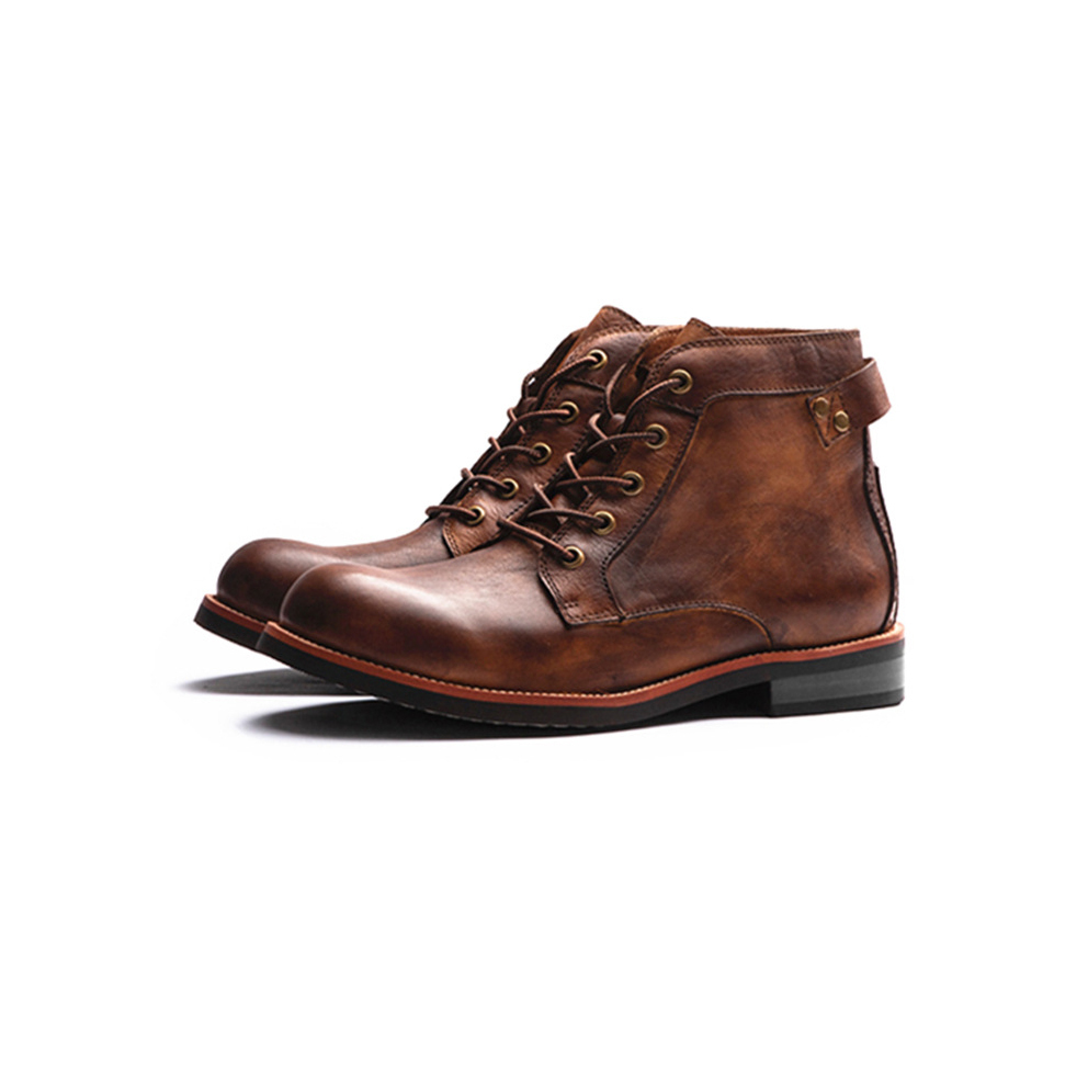 New style lace-up boots, comfortable, wear-resistant, non-slip leather, custom-made shoes for men