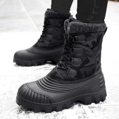 Wholesale new winter warm boots and fleece thick lace-up mid-calf boots designed for men