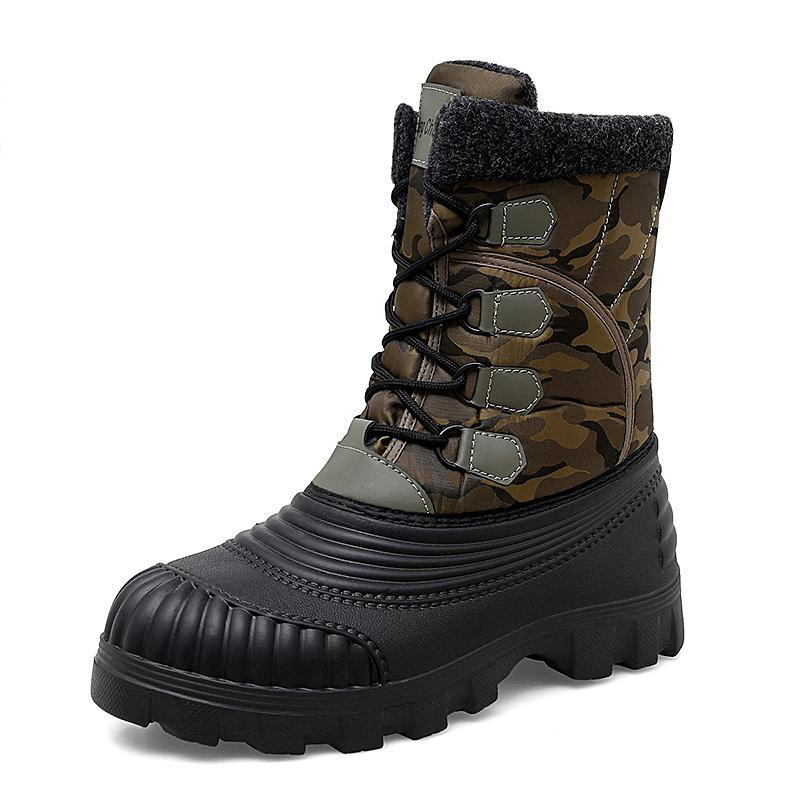 Wholesale new winter warm boots and fleece thick lace-up mid-calf boots designed for men