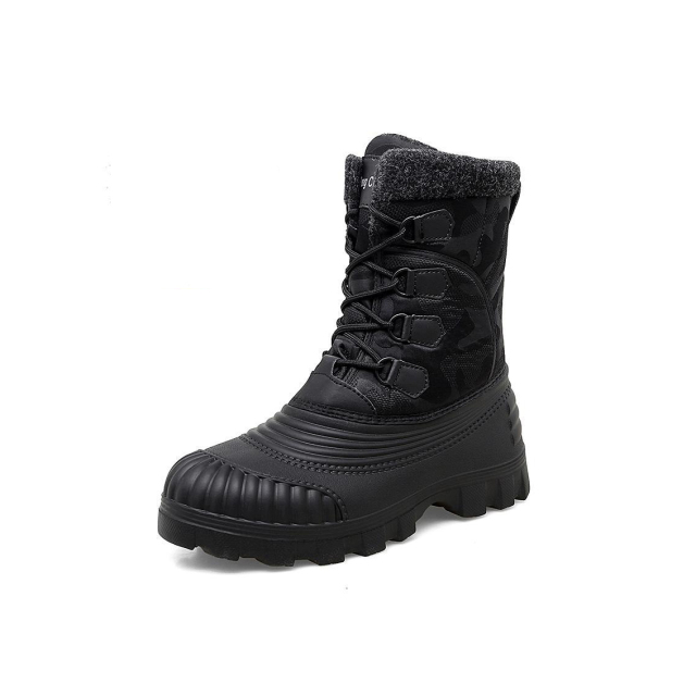 Wholesale new winter warm boots and fleece thick lace-up mid-calf boots designed for men