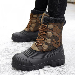Wholesale new winter warm boots and fleece thick lace-up mid-calf boots designed for men