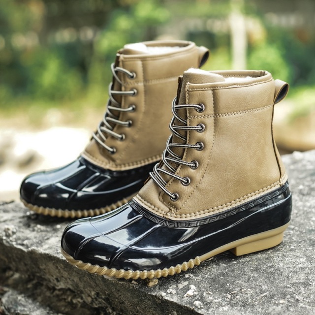 New fashion design warm and fleece thick shoes Cold and waterproof rubber boots for women