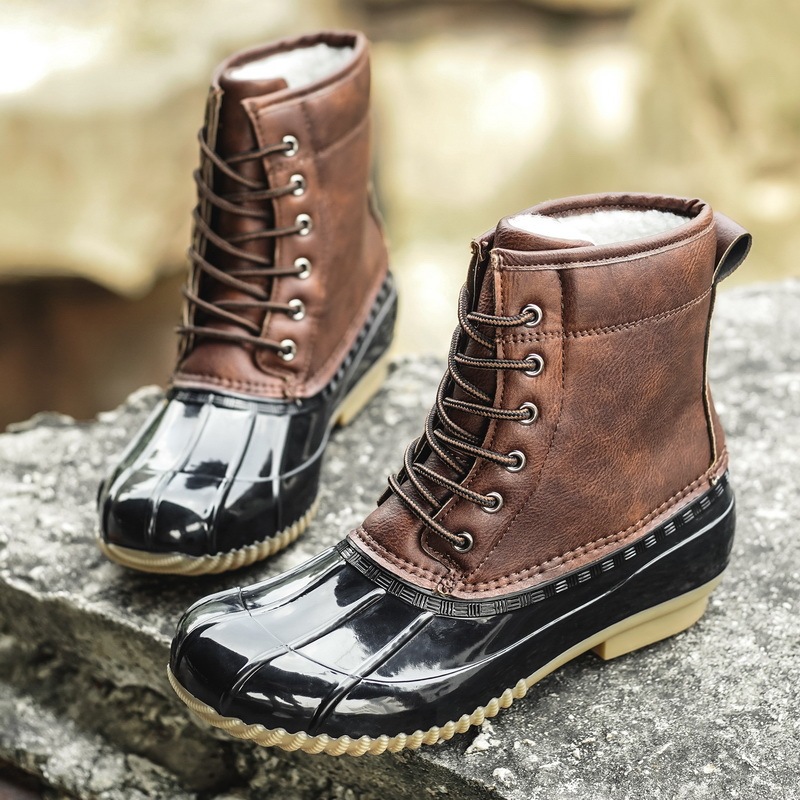 New fashion design warm and fleece thick shoes Cold and waterproof rubber boots for women