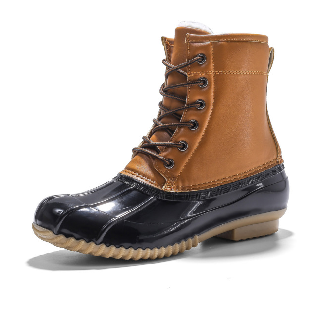 New fashion design warm and fleece thick shoes Cold and waterproof rubber boots for women