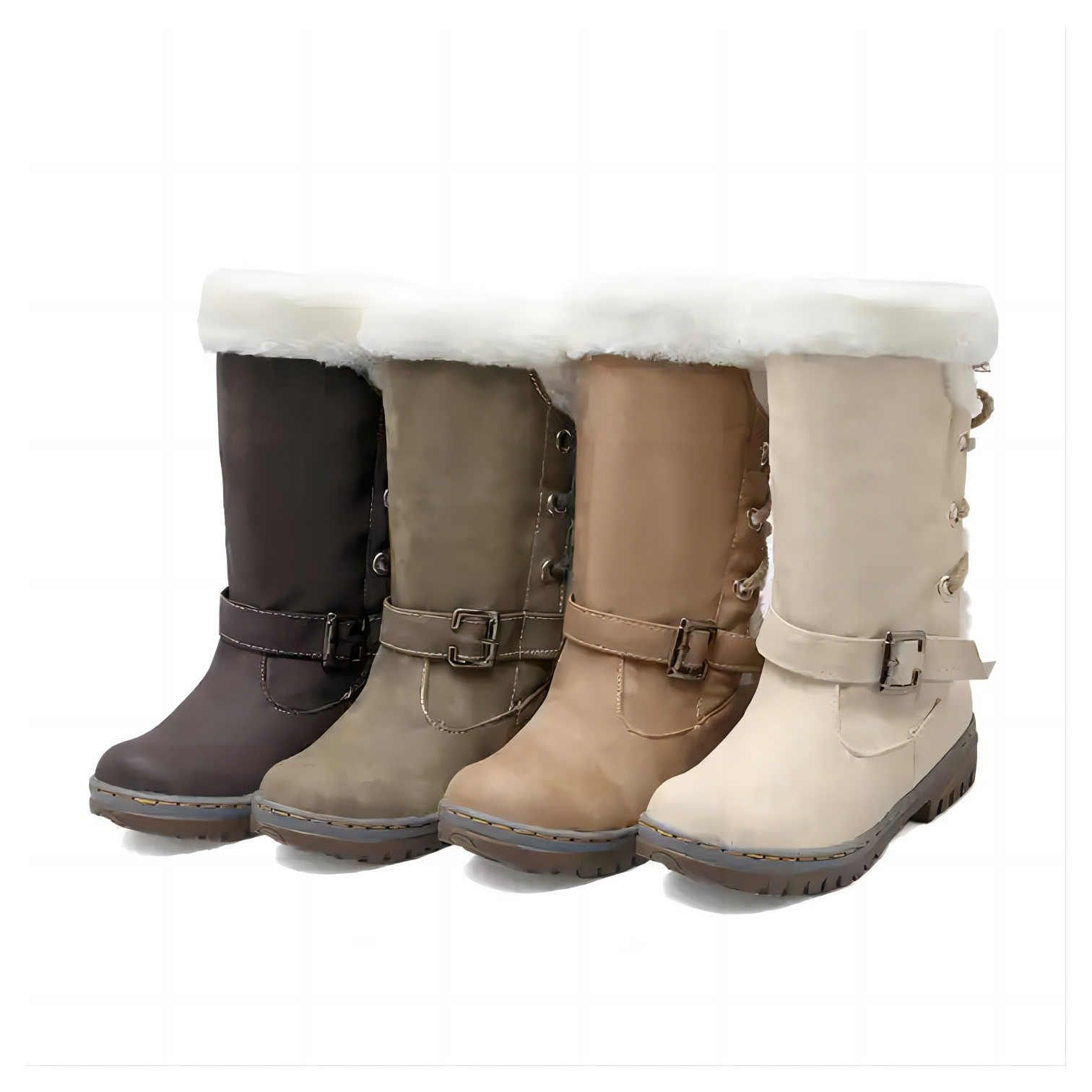 Wholesale Hot Sale Round Toe Snow Boots For Women Fashion High Quality Plus-Size Thick Warm Female Lace-Up Winter Knee Boots