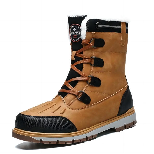 Wholesale High Quality Leather Waterproof Men's Snow Boots Largr-Size High Top Cotton Warm Non-Slip Snow Boots For Man