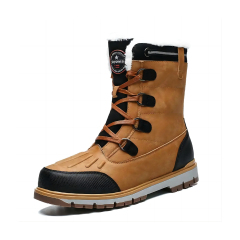 Wholesale High Quality Leather Waterproof Men's Snow Boots Largr-Size High Top Cotton Warm Non-Slip Snow Boots For Man