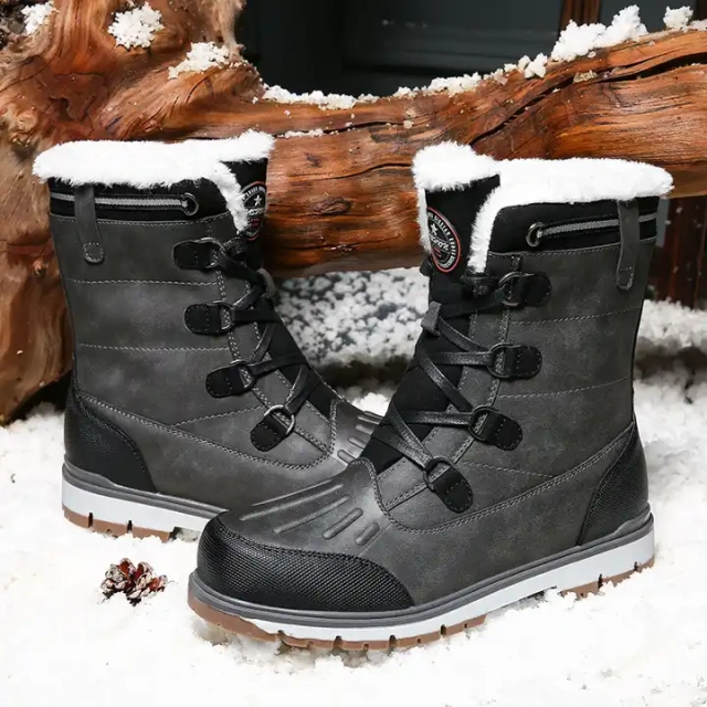 Wholesale High Quality Leather Waterproof Men's Snow Boots Largr-Size High Top Cotton Warm Non-Slip Snow Boots For Man
