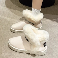 Wholesale New Trendy Plush Thick Waterproof Plush Fur Snow Boots Thick Sole And Bright Upper Women Ankle Snow Boots