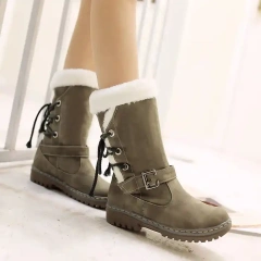 Wholesale Hot Sale Round Toe Snow Boots For Women Fashion High Quality Plus-Size Thick Warm Female Lace-Up Winter Knee Boots