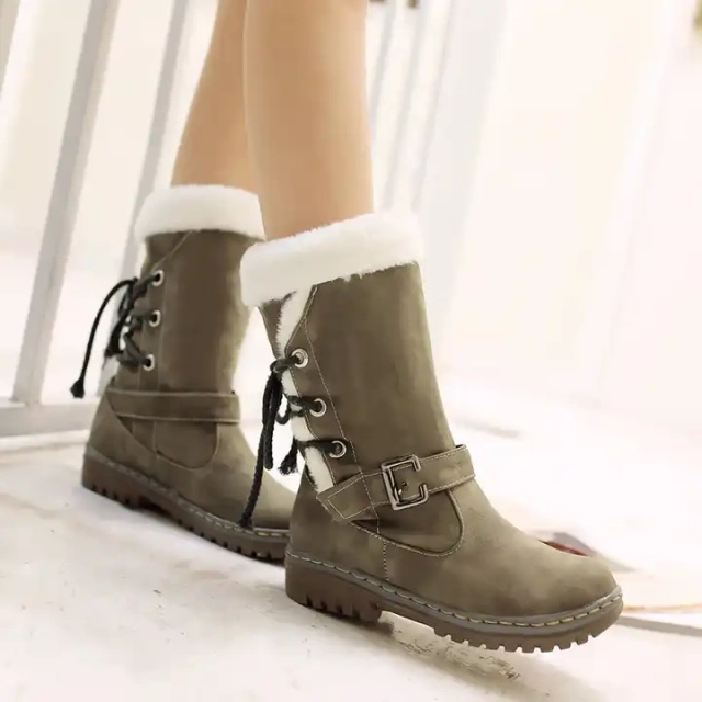 Wholesale Hot Sale Round Toe Snow Boots For Women Fashion High Quality Plus-Size Thick Warm Female Lace-Up Winter Knee Boots