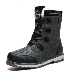 Wholesale High Quality Leather Waterproof Men's Snow Boots Largr-Size High Top Cotton Warm Non-Slip Snow Boots For Man