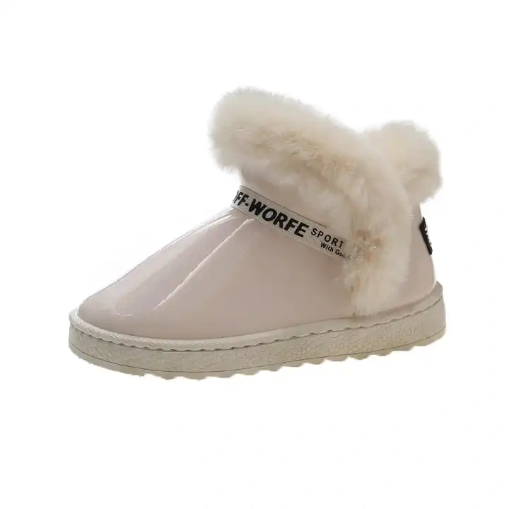 Wholesale New Trendy Plush Thick Waterproof Plush Fur Snow Boots Thick Sole And Bright Upper Women Ankle Snow Boots
