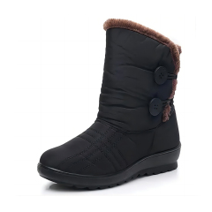Wholesale Women Short Fluff Waterproof Winter Boots Anti-slip Flat Bottom Large Size Soft Sole Ladies Snow Boots