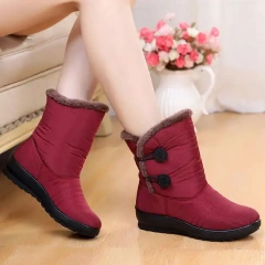 Wholesale Women Short Fluff Waterproof Winter Boots Anti-slip Flat Bottom Large Size Soft Sole Ladies Snow Boots