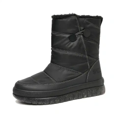 Wholesale Windproof Slip-on Women's Snow Boots For Outdoor New Fashion Black Warm Plush Women Snow Boots