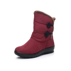 Wholesale Women Short Fluff Waterproof Winter Boots Anti-slip Flat Bottom Large Size Soft Sole Ladies Snow Boots