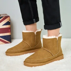 Wholesale New Winter Fashion Cowhide Snow Boots Slip-On Wool Thickened Warm Men's Snow Leather Winter Boots
