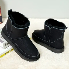 Wholesale New Winter Fashion Cowhide Snow Boots Slip-On Wool Thickened Warm Men's Snow Leather Winter Boots